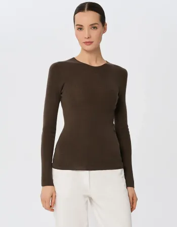 Блуза от мериносова вълна SHEER WHISPER brown