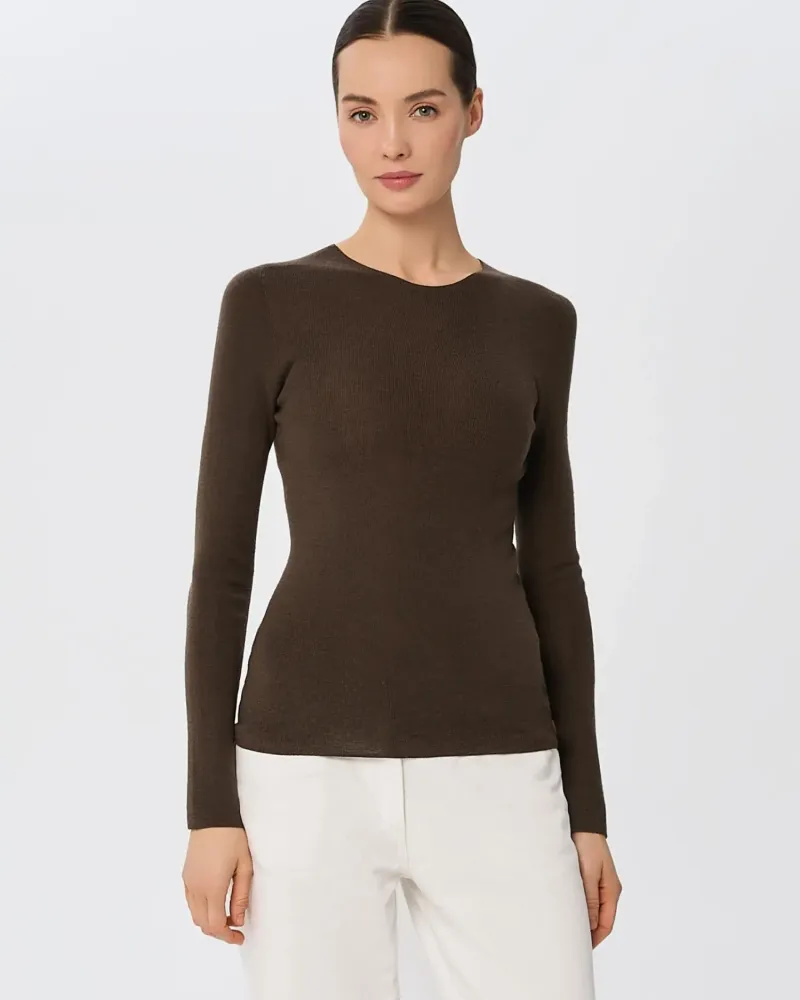 Блуза от мериносова вълна SHEER WHISPER brown