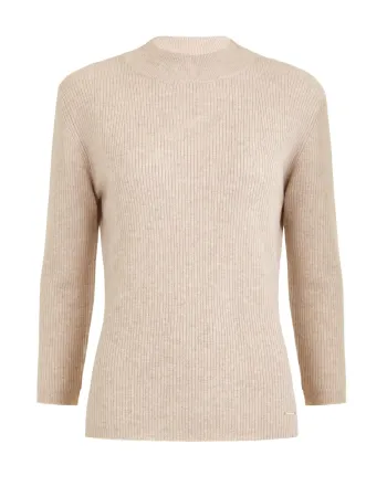 Елегантен кашмирен пуловер беж QUIET MOTION