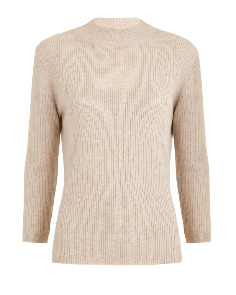 Елегантен кашмирен пуловер беж QUIET MOTION