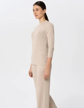 Елегантен кашмирен пуловер беж QUIET MOTION