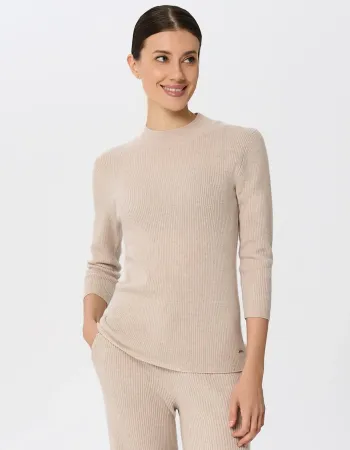 Елегантен кашмирен пуловер беж QUIET MOTION