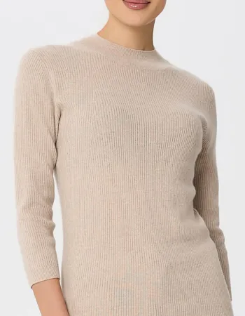 Елегантен кашмирен пуловер беж QUIET MOTION
