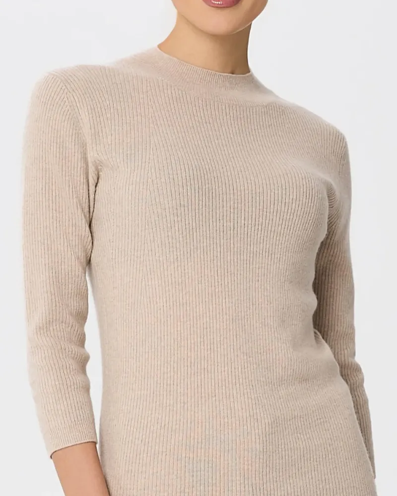 Елегантен кашмирен пуловер беж QUIET MOTION