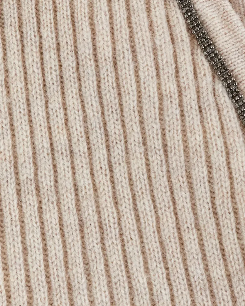 Елегантен кашмирен пуловер беж QUIET MOTION