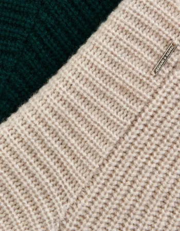 Кашмирен пуловер с качулка беж QUIET MOTION