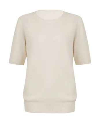 Пуловер от 100% кашмир с къс ръкав DAILY DELIGHT екрю