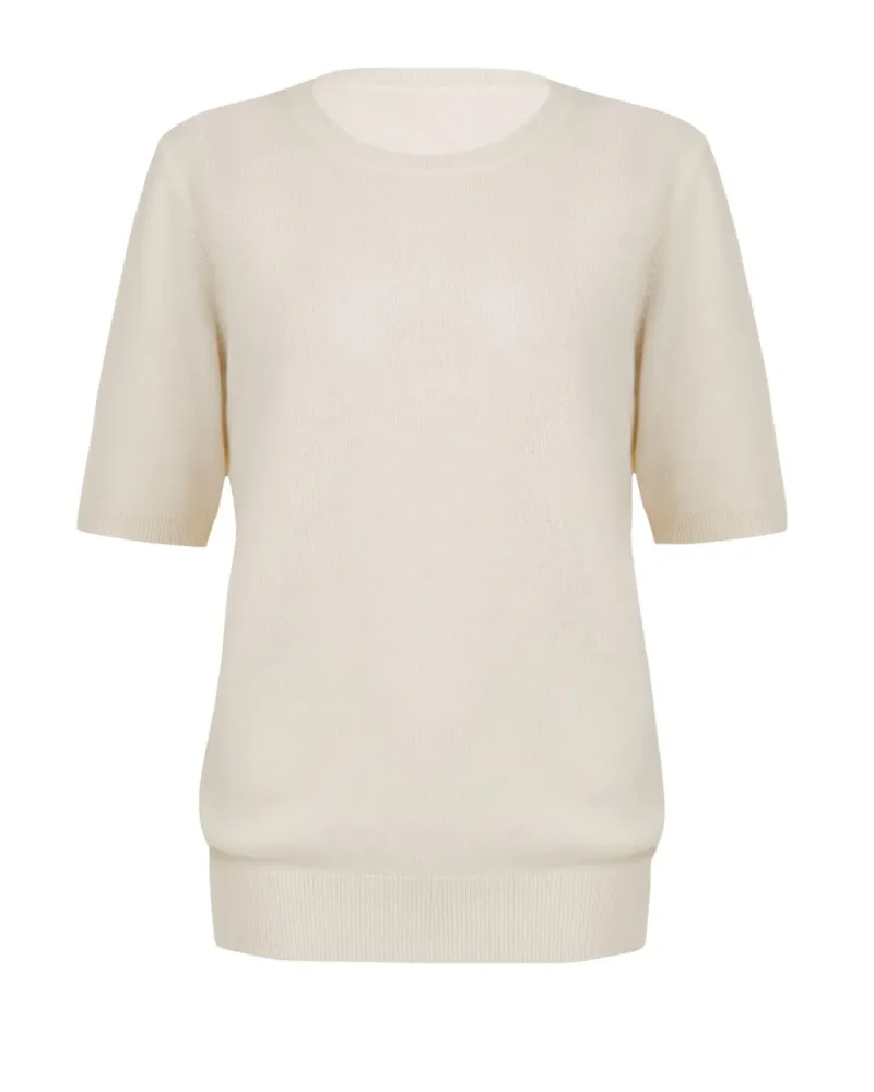 Пуловер от 100% кашмир с къс ръкав DAILY DELIGHT екрю