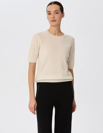 Пуловер от 100% кашмир с къс ръкав DAILY DELIGHT екрю