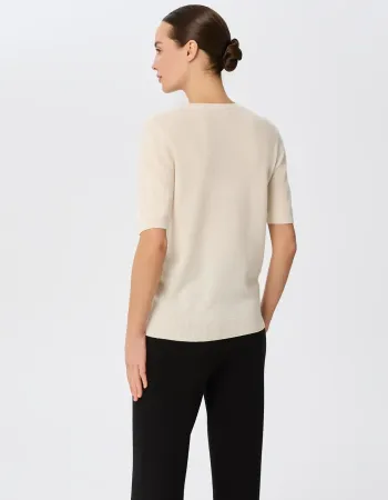 Пуловер от 100% кашмир с къс ръкав DAILY DELIGHT екрю