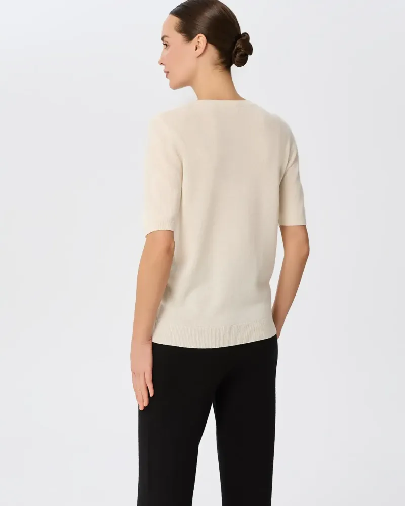 Пуловер от 100% кашмир с къс ръкав DAILY DELIGHT екрю