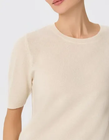 Пуловер от 100% кашмир с къс ръкав DAILY DELIGHT екрю