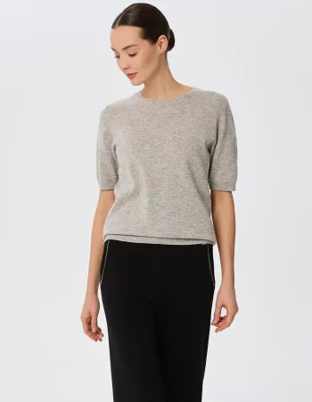 Пуловер от 100% кашмир с къс ръкав DAILY DELIGHT сив