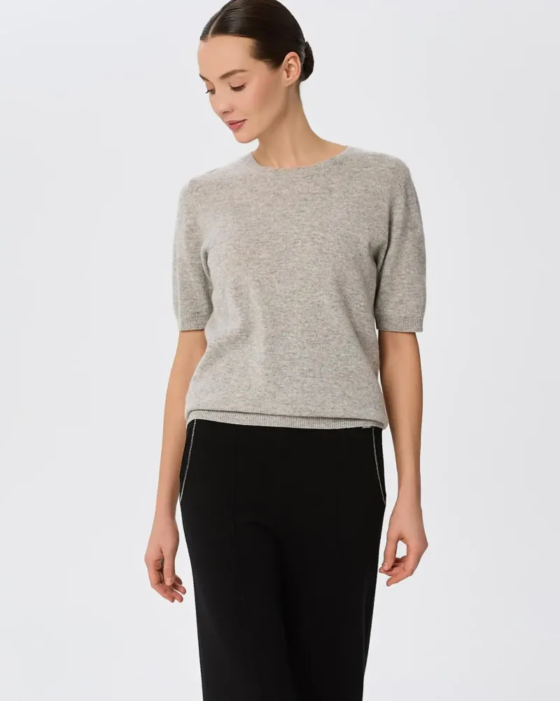 Пуловер от 100% кашмир с къс ръкав DAILY DELIGHT сив