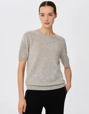 Пуловер от 100% кашмир с къс ръкав DAILY DELIGHT сив