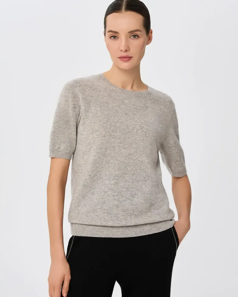 Пуловер от 100% кашмир с къс ръкав DAILY DELIGHT сив