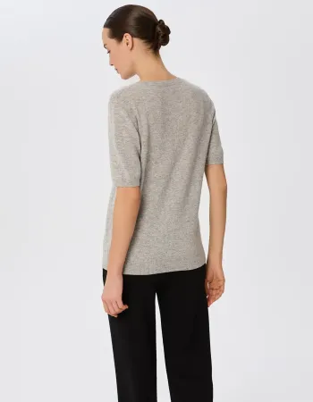 Пуловер от 100% кашмир с къс ръкав DAILY DELIGHT сив