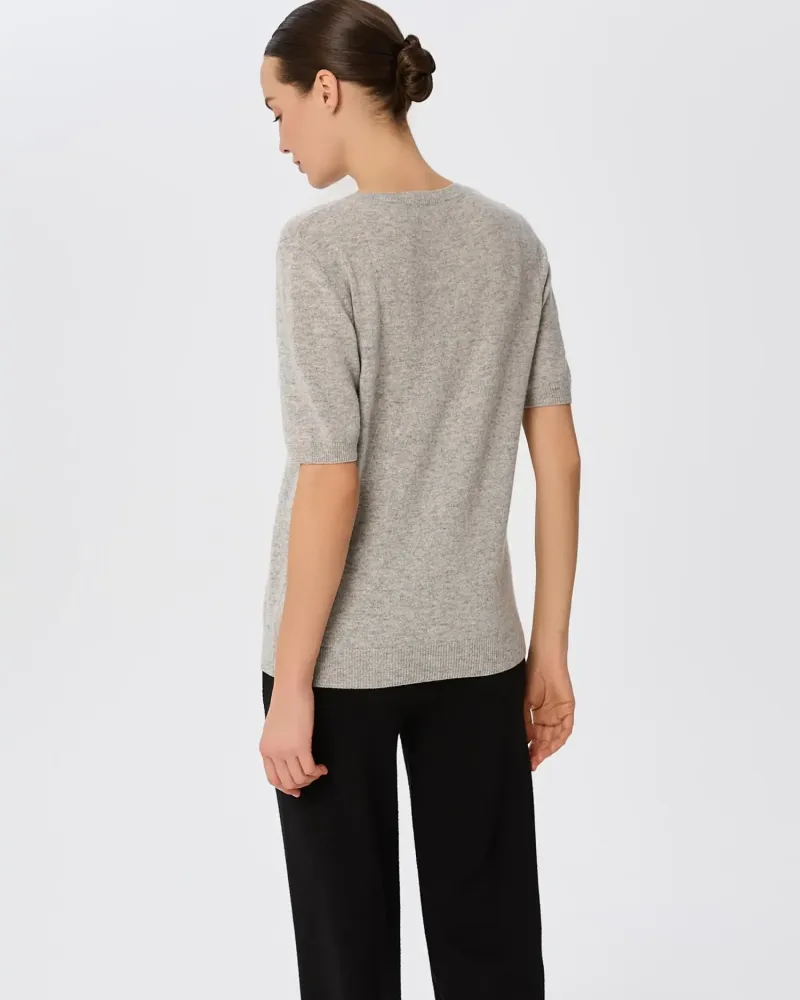 Пуловер от 100% кашмир с къс ръкав DAILY DELIGHT сив