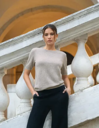 Пуловер от 100% кашмир с къс ръкав DAILY DELIGHT сив