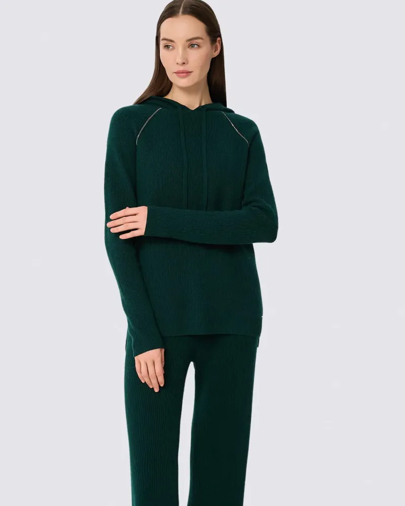 Кашмирен пуловер с качулка QUIET MOTION