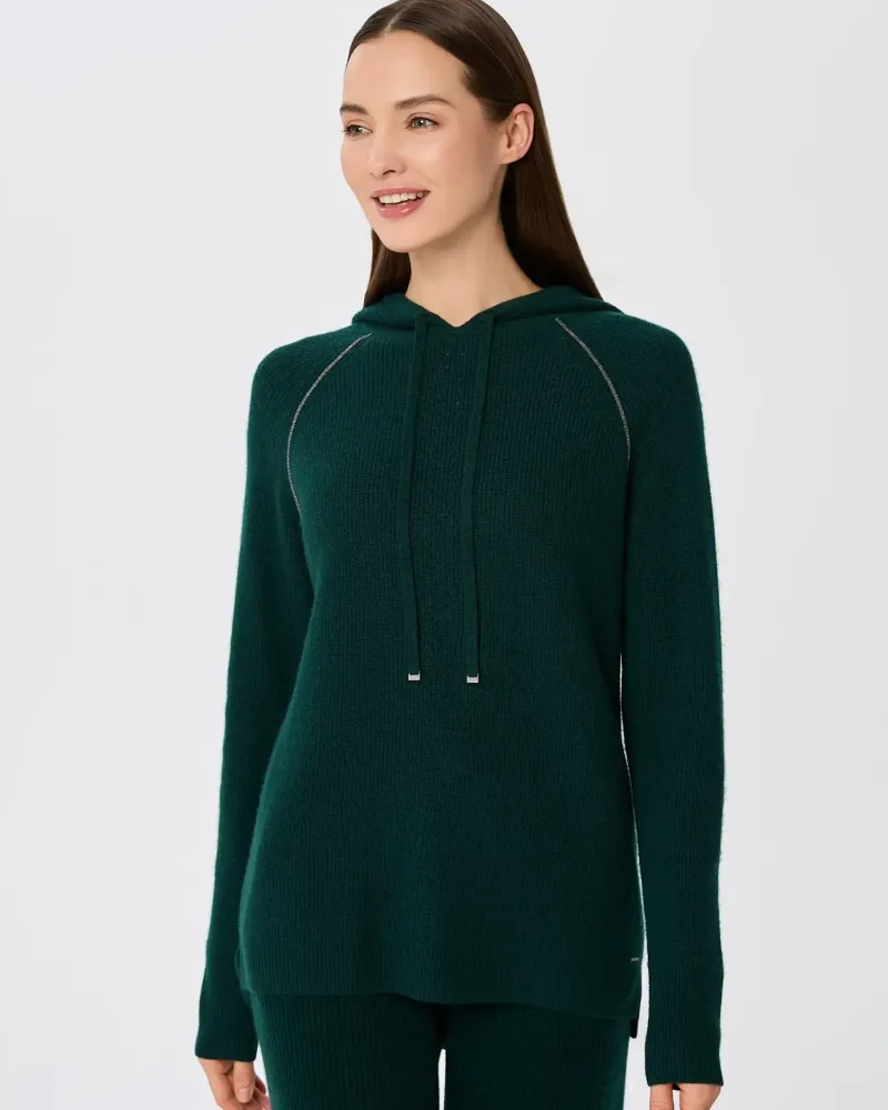 Кашмирен пуловер с качулка QUIET MOTION