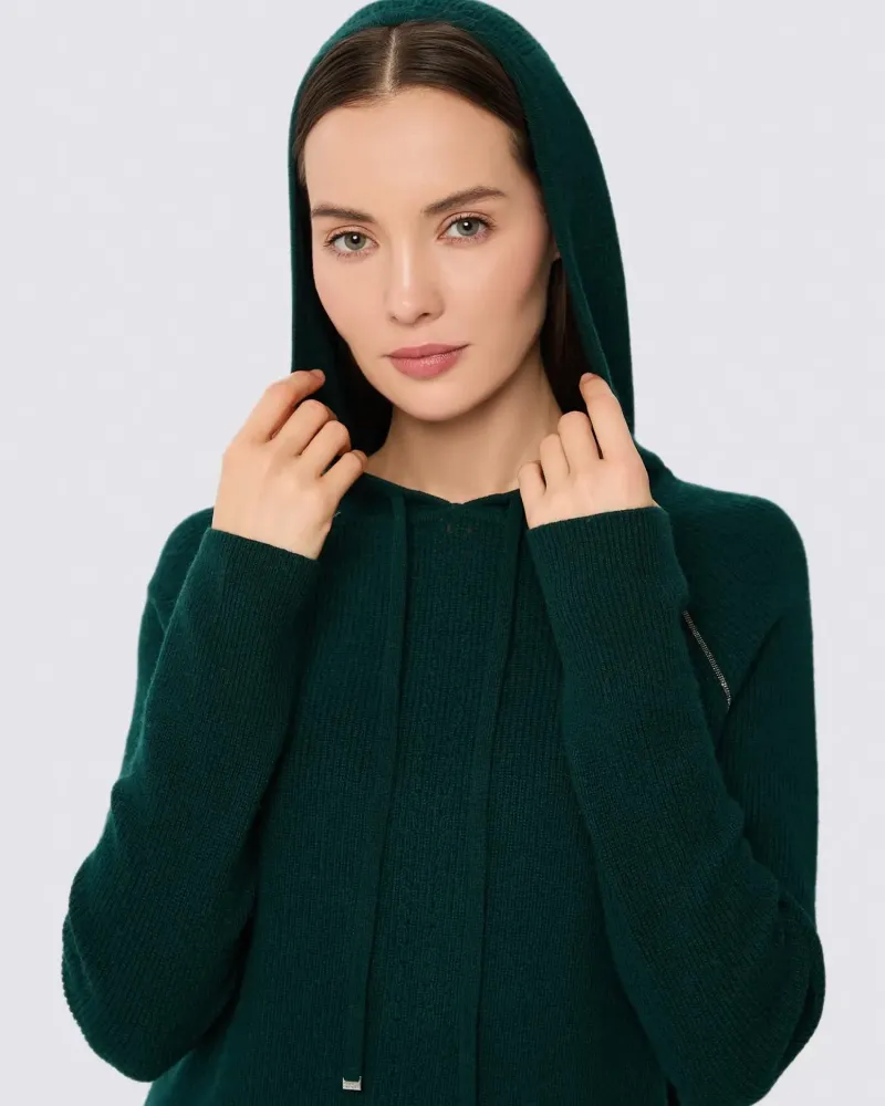 Кашмирен пуловер с качулка QUIET MOTION