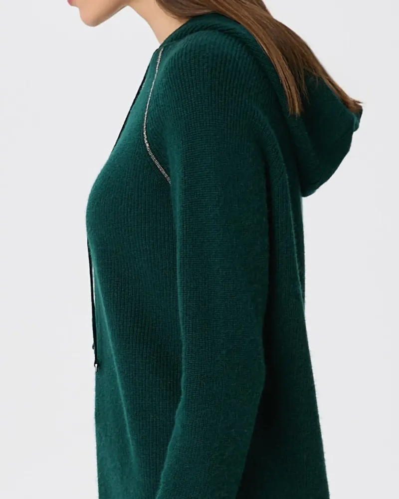 Кашмирен пуловер с качулка QUIET MOTION