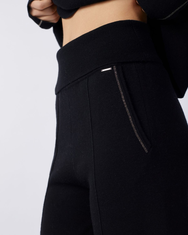 Черен кашмирен панталон EMBELLISHED BEAUTY