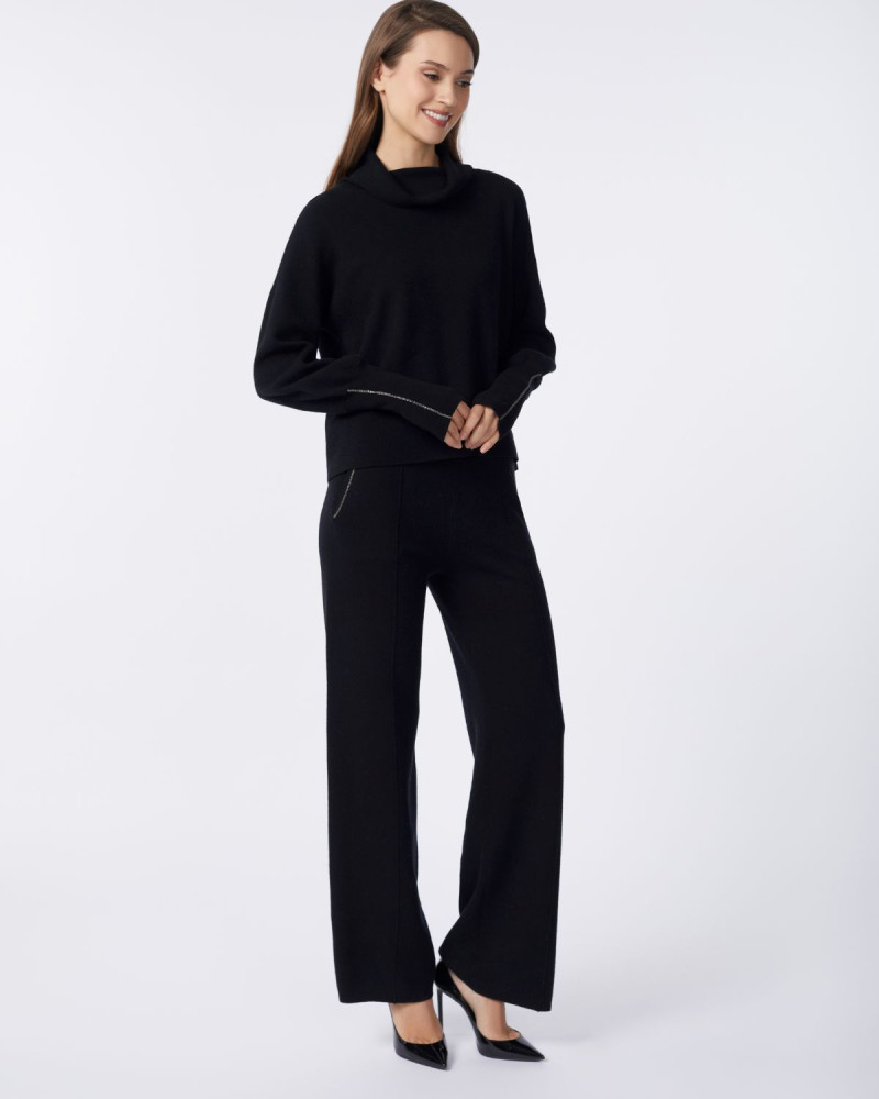 Черен кашмирен панталон EMBELLISHED BEAUTY