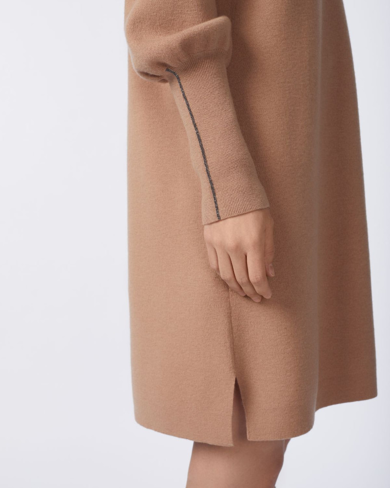 Дамска рокля от кашмир EMBELLISHED BEAUTY Camel