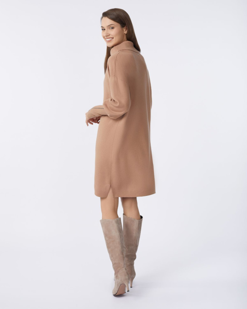 Дамска рокля от кашмир EMBELLISHED BEAUTY Camel