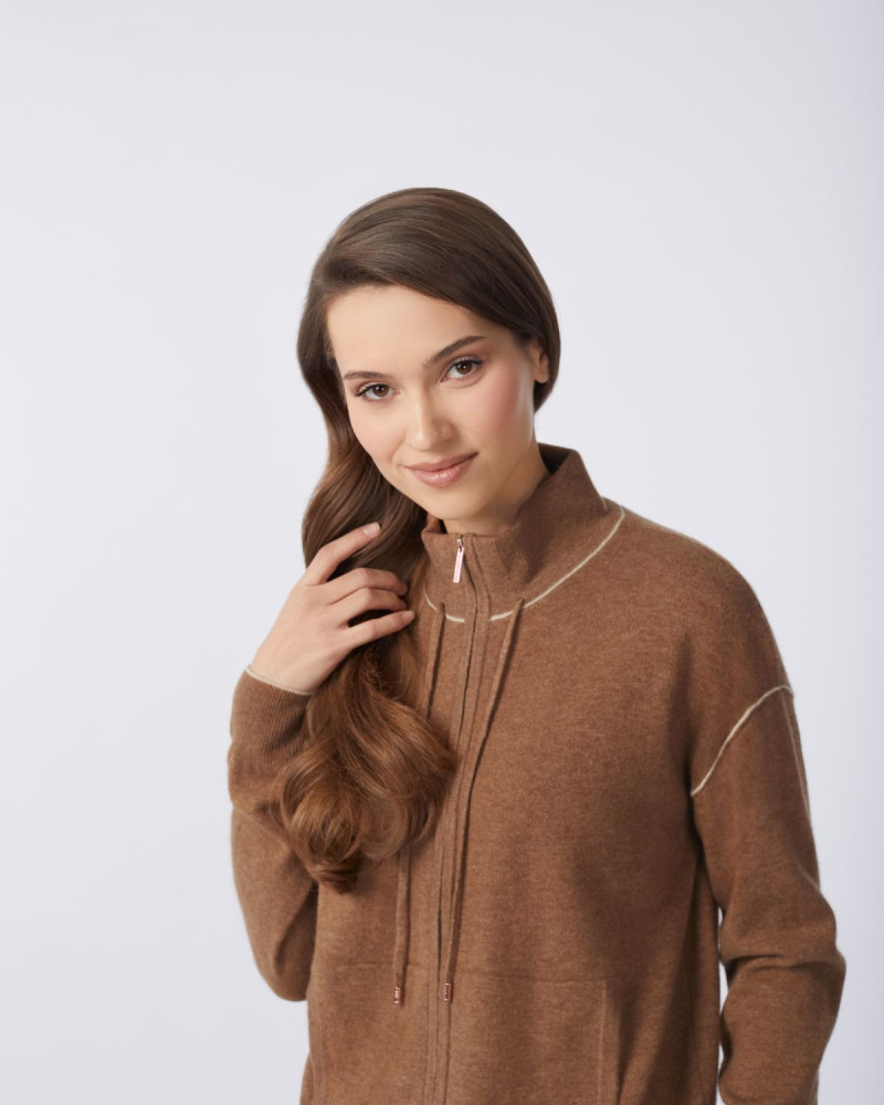 Кашмирен пуловер с цип SERENITY