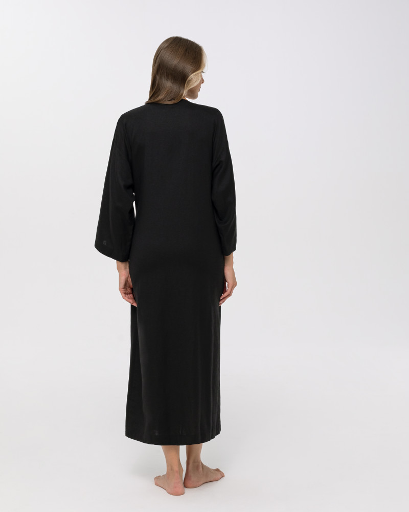 Черно ленено кимоно-рокля  Shiny Linen