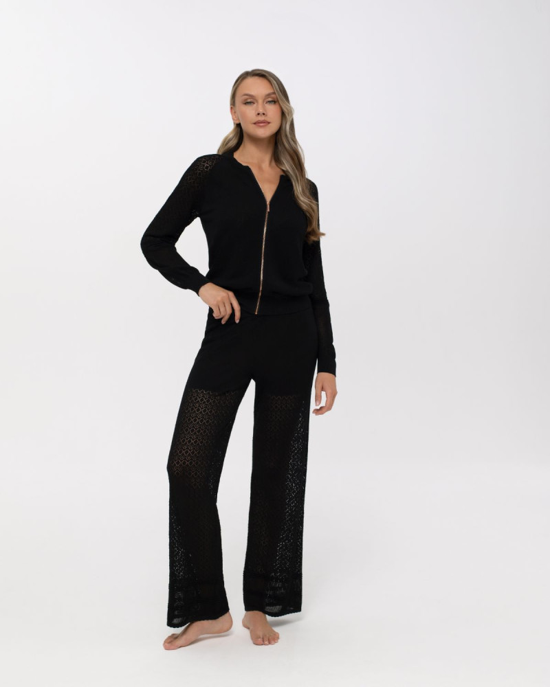 Елегантно плетено горнище с цип Palazzo Pearl BLACK