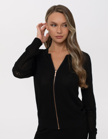 Елегантно плетено горнище с цип Palazzo Pearl BLACK Елегантно плетено горнище с цип Palazzo Pearl BLACK