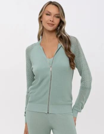 Елегантно плетено горнище с цип Palazzo Pearl MINT GREEN Елегантно плетено горнище с цип Palazzo Pearl MINT GREEN