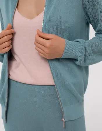 Елегантно плетено горнище с цип Palazzo Pearl BLUE Елегантно плетено горнище с цип Palazzo Pearl BLUE