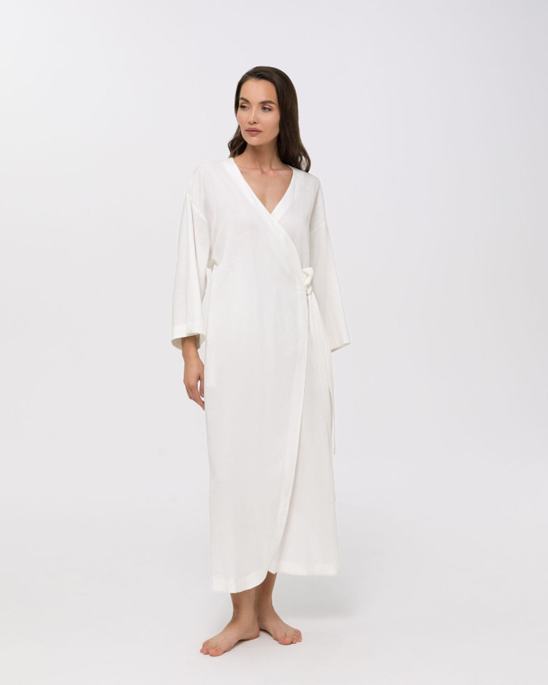 Бяло ленено кимоно-рокля  Shiny Linen