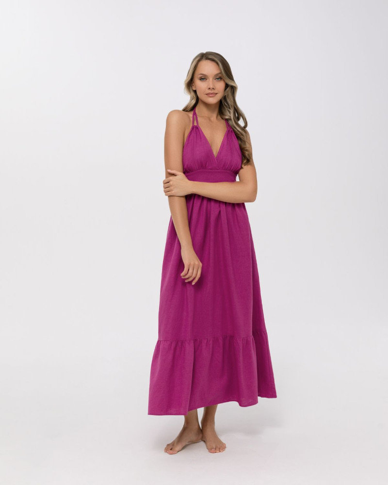 Ленена лятна рокля в цвят циклама - Shiny Linen