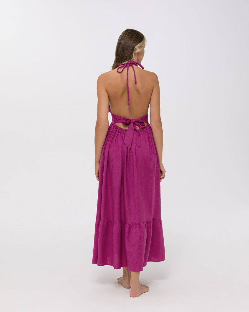 Ленена лятна рокля в цвят циклама - Shiny Linen