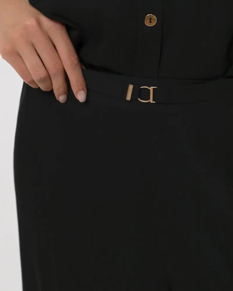 Черен дамски панталон с висока талия Day & Night