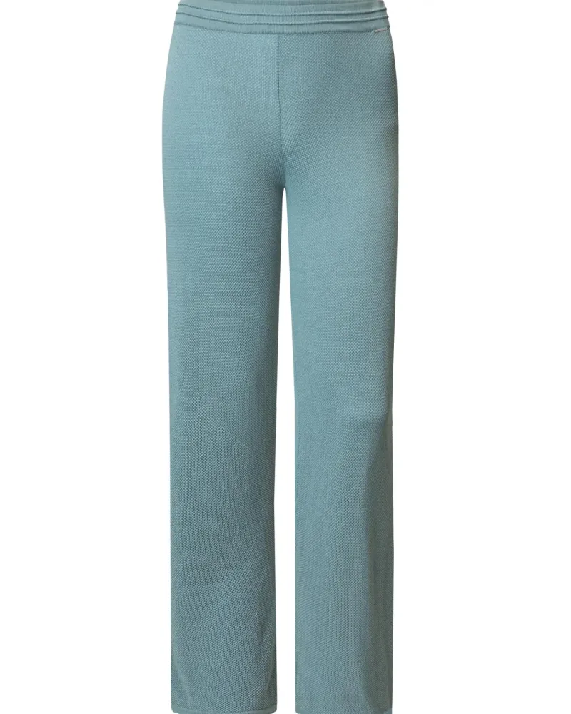 Луксозен плетен панталон с коприна Palazzo Pearl BLUE