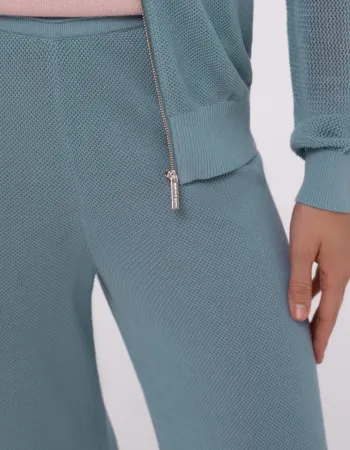 Луксозен плетен панталон с коприна Palazzo Pearl BLUE Луксозен плетен панталон с коприна Palazzo Pearl BLUE