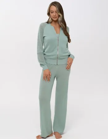 Луксозен плетен панталон с коприна Palazzo Pearl MINT GREEN Луксозен плетен панталон с коприна Palazzo Pearl MINT GREEN