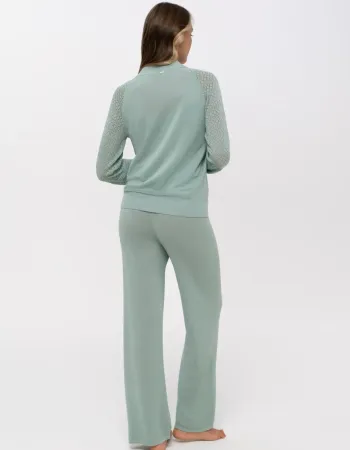Луксозен плетен панталон с коприна Palazzo Pearl MINT GREEN Луксозен плетен панталон с коприна Palazzo Pearl MINT GREEN