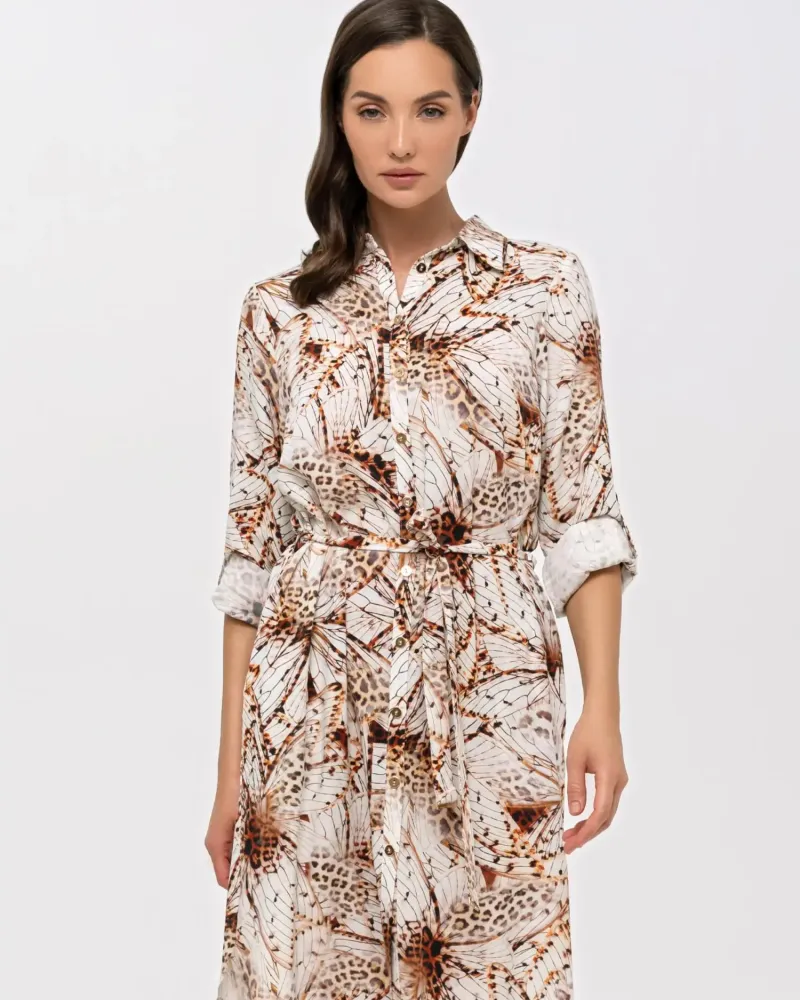 Лятна риза-рокля с копчета, джобове и колан Stay Wild