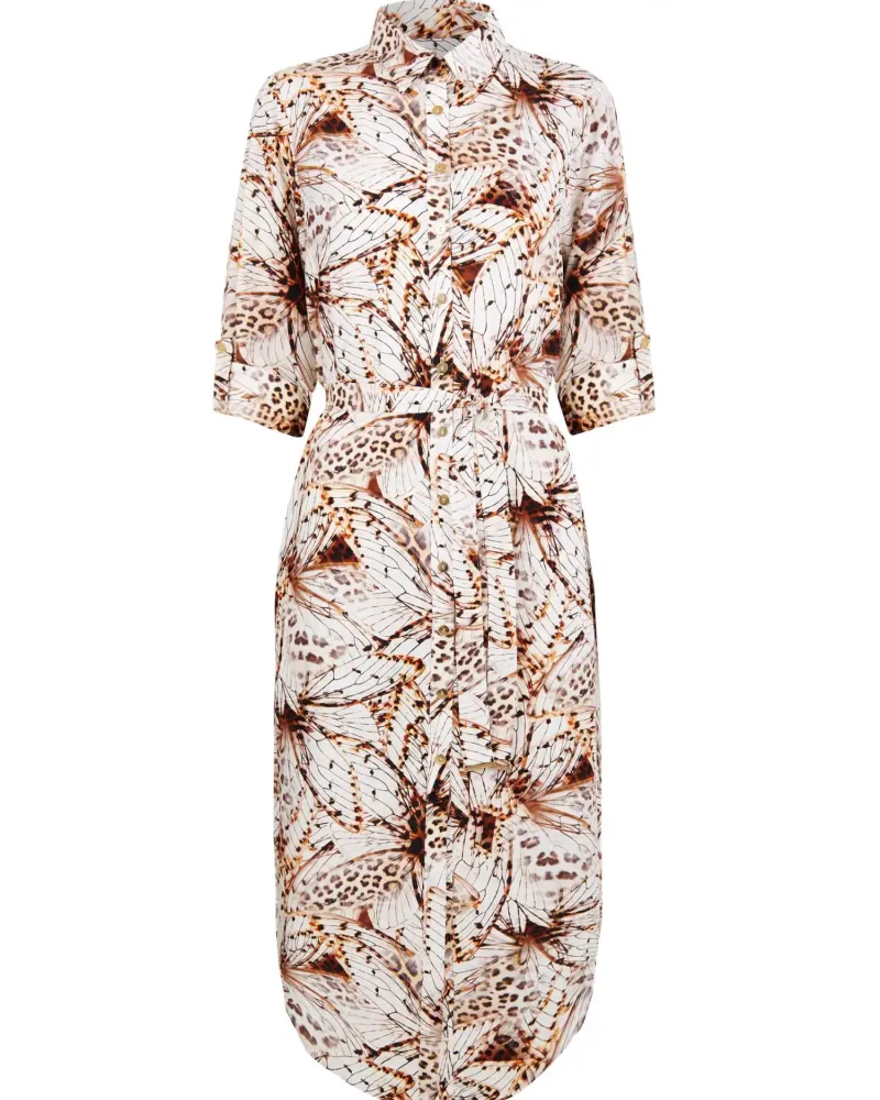 Лятна риза-рокля с копчета, джобове и колан Stay Wild