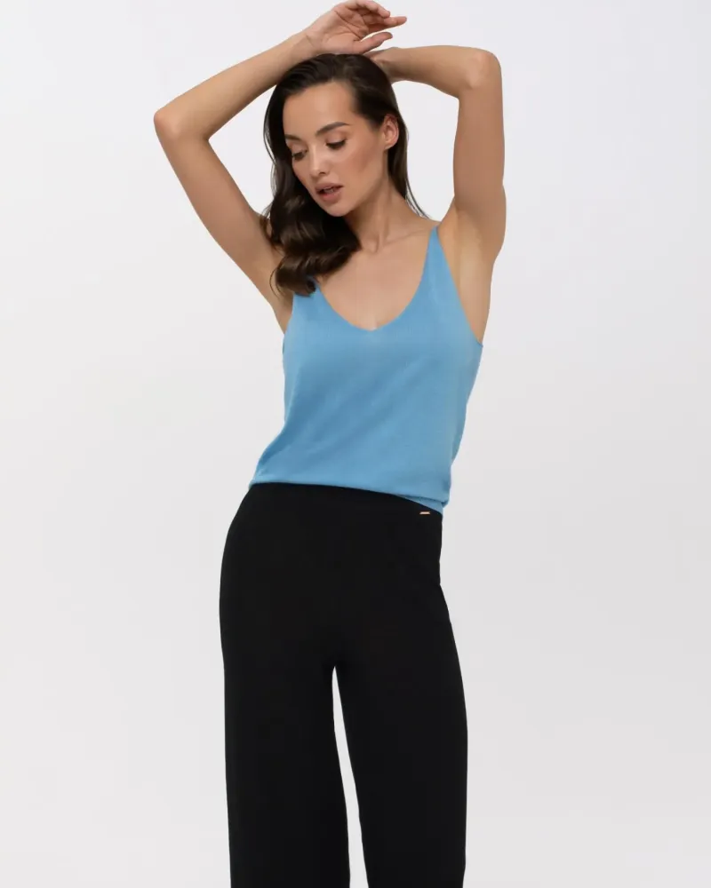 Елегантен топ  от коприна и кашмир ENDLESS BLISS BLUE