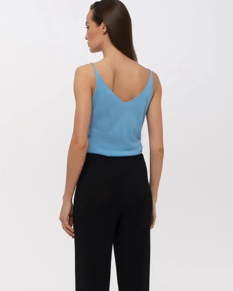 Елегантен топ  от коприна и кашмир ENDLESS BLISS BLUE