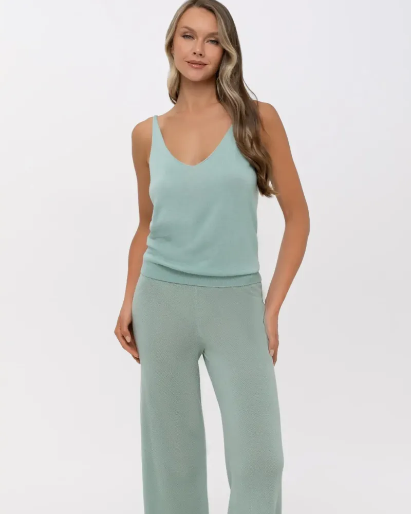 Елегантен топ  от коприна и кашмир ENDLESS BLISS MINT GREEN